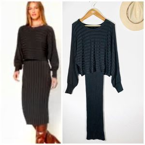 CURRENT AIR RIBBED SWEATER BODYCON MIDI DRESS Size Large Women’s